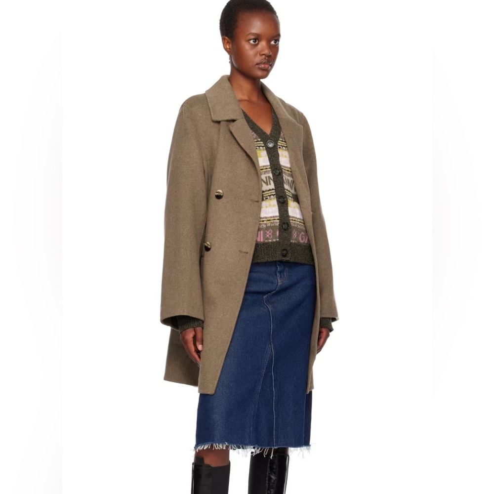 GANNI Brown Midi Coat